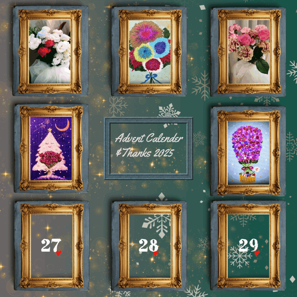 Flower land~Thank you~Thanks 2025 ~Advent calender~sorriso carino Yuka Amano　https://sorrisocarino.com/wp-content/uploads/2025/11/Flower-landThank-youThanks-2025-Advent-calendersorriso-carino-Yuka-Amano-1.png