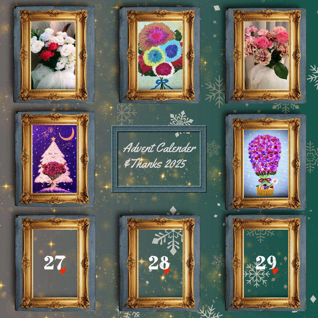 Flower land~Thank you~Thanks 2025 ~Advent calender~sorriso carino Yuka Amano　https://sorrisocarino.com/wp-content/uploads/2025/11/Flower-landThank-youThanks-2025-Advent-calendersorriso-carino-Yuka-Amano-1.png