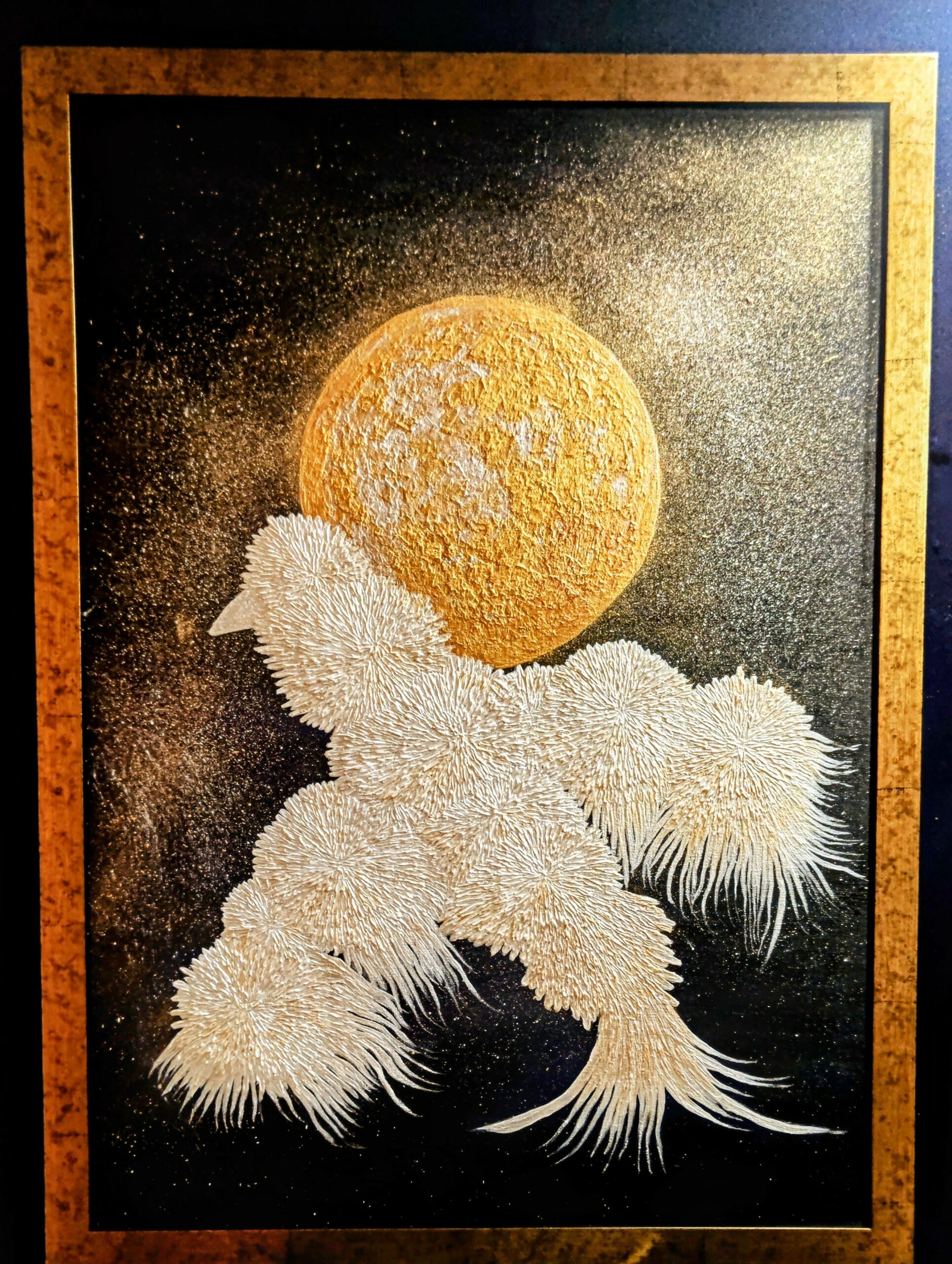 月のアート作品（満天の星とお月様と鳥）-天野由香 sorriso carino Yuka Amano https://sorrisocarino.com/wp-content/uploads/2025/11/月のアート作品（満天の星とお月様と鳥）-天野由香-scaled.jpg